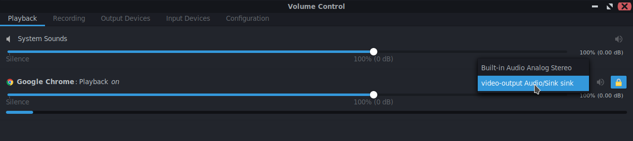 pavucontrol screenshot